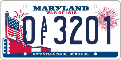 MD license plate 0AF3201