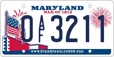 MD license plate 0AF3211