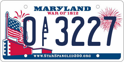 MD license plate 0AF3227