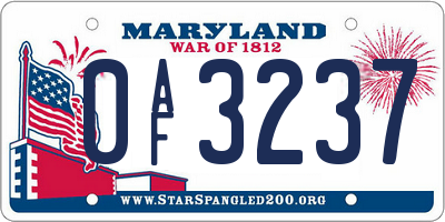 MD license plate 0AF3237