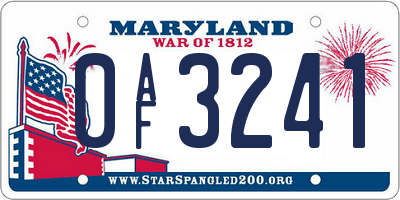 MD license plate 0AF3241
