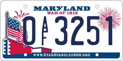 MD license plate 0AF3251