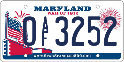 MD license plate 0AF3252