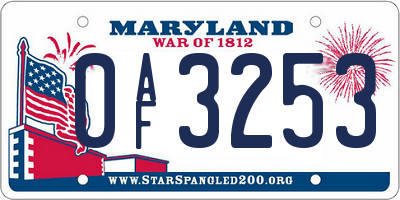 MD license plate 0AF3253