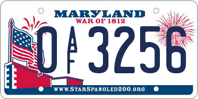 MD license plate 0AF3256