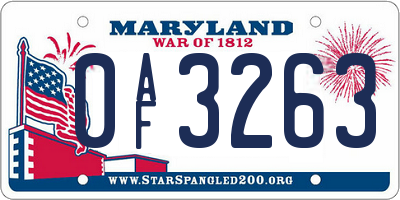 MD license plate 0AF3263