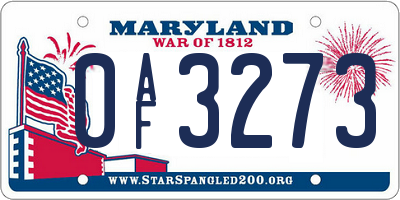 MD license plate 0AF3273