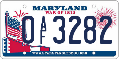 MD license plate 0AF3282