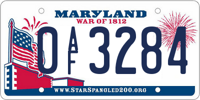 MD license plate 0AF3284