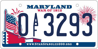 MD license plate 0AF3293
