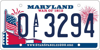 MD license plate 0AF3294