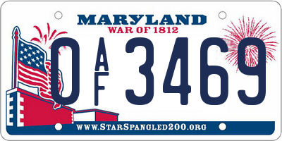 MD license plate 0AF3469