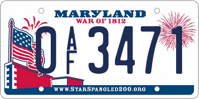 MD license plate 0AF3471