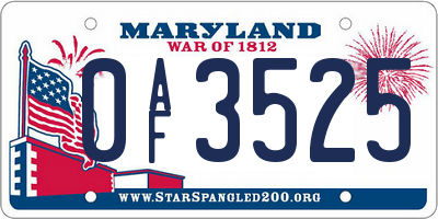 MD license plate 0AF3525