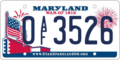 MD license plate 0AF3526