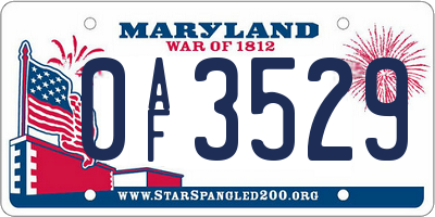 MD license plate 0AF3529