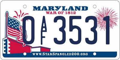 MD license plate 0AF3531