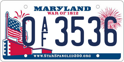 MD license plate 0AF3536