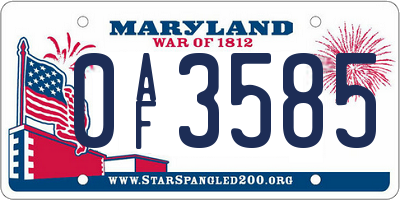 MD license plate 0AF3585