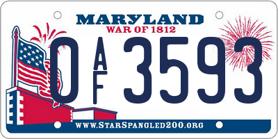 MD license plate 0AF3593