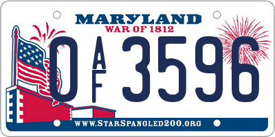 MD license plate 0AF3596