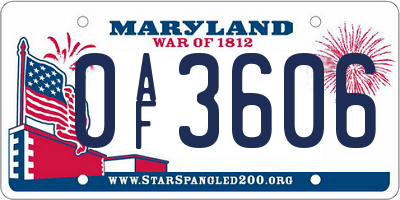 MD license plate 0AF3606