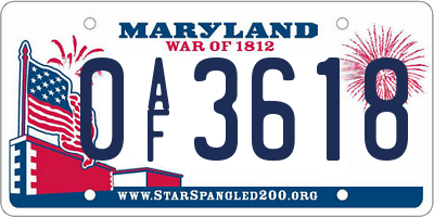 MD license plate 0AF3618