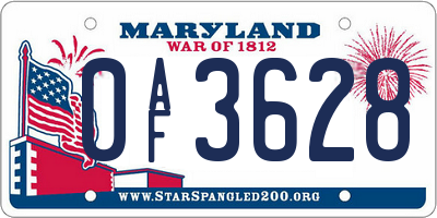 MD license plate 0AF3628