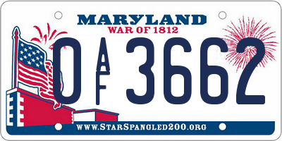 MD license plate 0AF3662