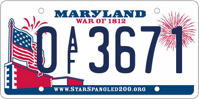 MD license plate 0AF3671