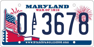 MD license plate 0AF3678