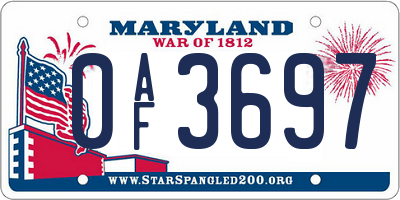 MD license plate 0AF3697