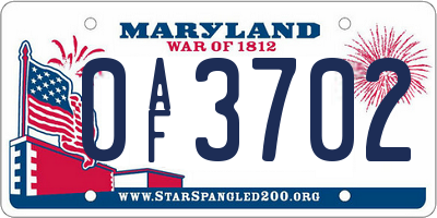 MD license plate 0AF3702