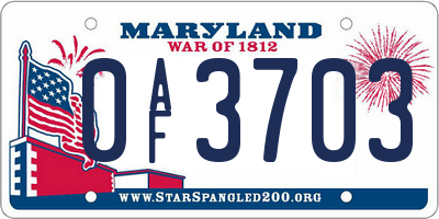 MD license plate 0AF3703