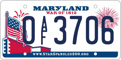 MD license plate 0AF3706