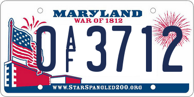 MD license plate 0AF3712