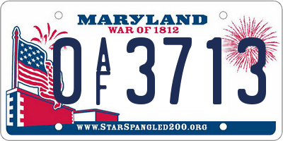 MD license plate 0AF3713