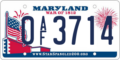 MD license plate 0AF3714