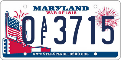 MD license plate 0AF3715