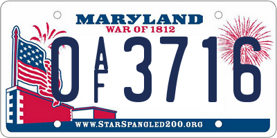 MD license plate 0AF3716