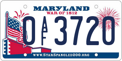 MD license plate 0AF3720