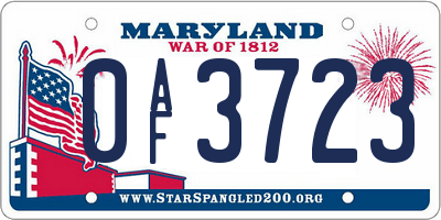 MD license plate 0AF3723