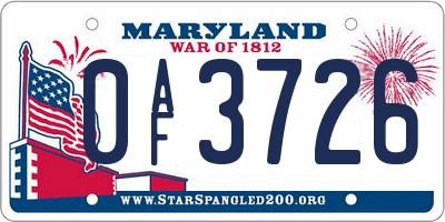 MD license plate 0AF3726