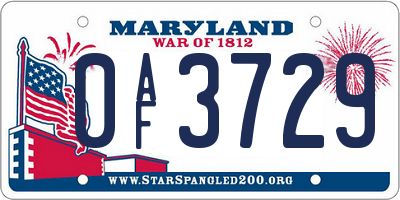 MD license plate 0AF3729