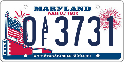 MD license plate 0AF3731