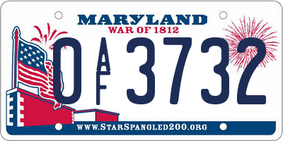 MD license plate 0AF3732