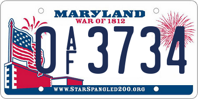 MD license plate 0AF3734