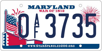 MD license plate 0AF3735
