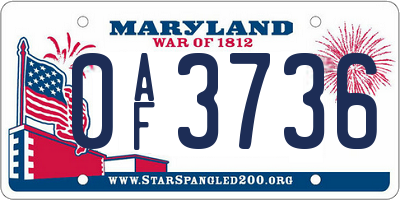 MD license plate 0AF3736