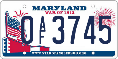 MD license plate 0AF3745